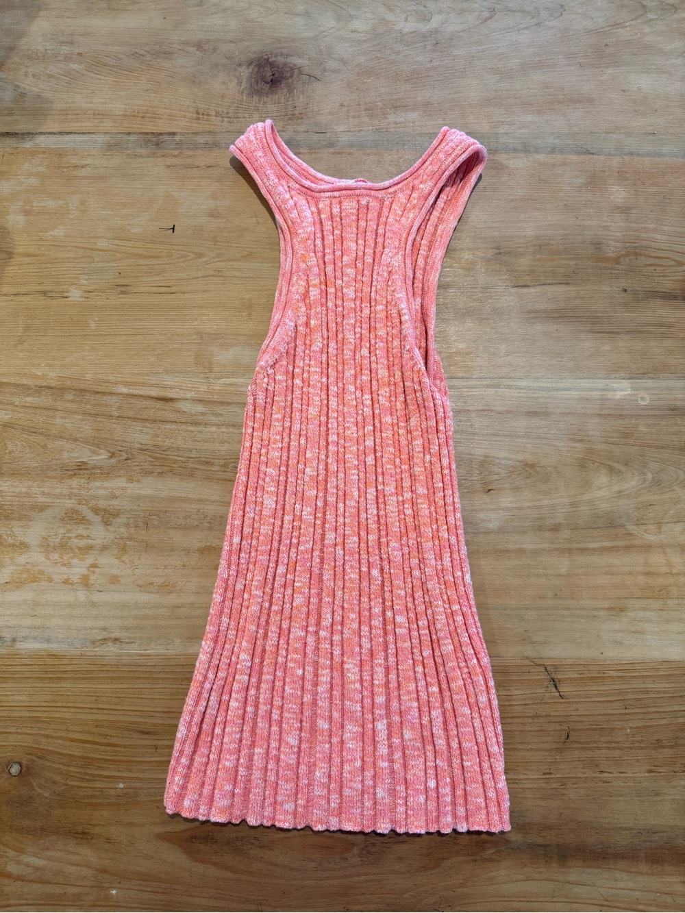 By Anthropologie Pink Coral Marled Ribbed Knit Tank Top XS